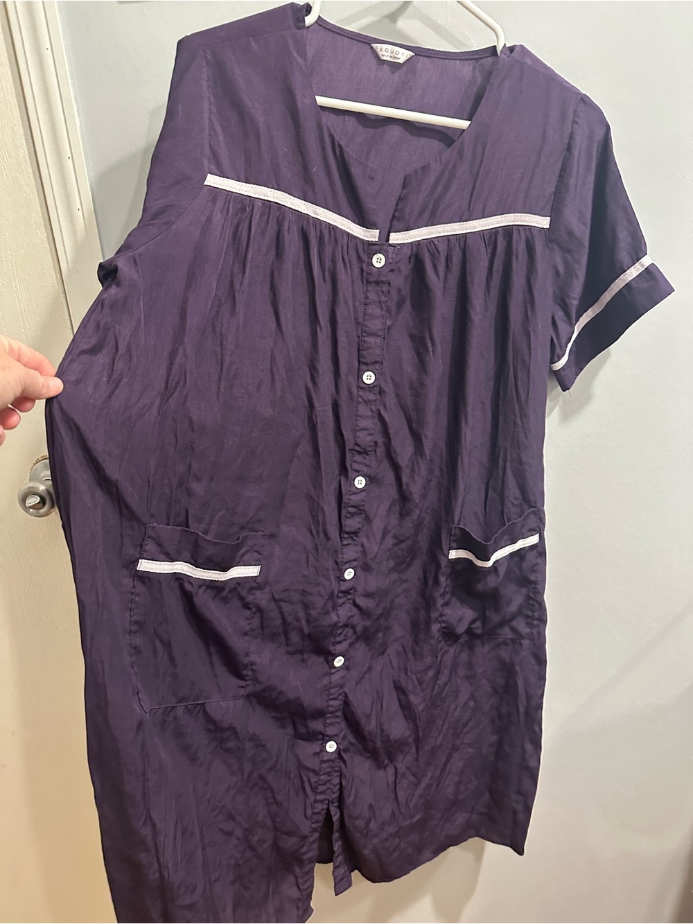 Women’s Purple Button-Front Nightshirt Mumu - Picture 4 of 4